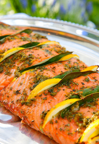 Baked Side of Salmon with a Lemon, Rosemary and Honey Glaze