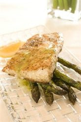 Groper with Lemon Herb Dressing and Oven Roasted Asparagus