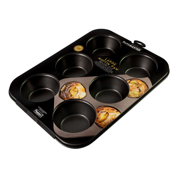 Bakemaster 6 Cup Large Muffin Tray - 35 X 26CM/9 X 4CM - NON-STICK