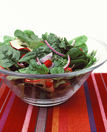 Spinach and Purslane Salad with Quince Jelly Dressing