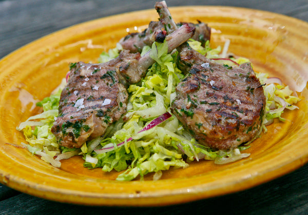 Grilled Lamb Cutlets with Iceberg Salad from Rioja