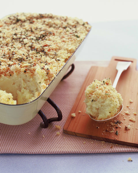 Garlic Mashed Potatoes with Thyme Crumbs