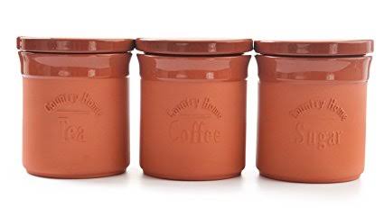 Terracotta Tea Coffee Sugar Kitchen set