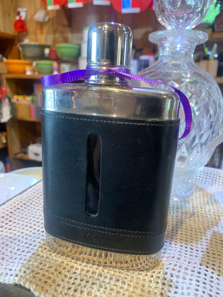 70's Vintage Gucci Leather Hip Flask