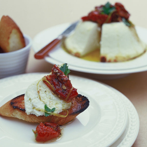 Baked Ricotta Cakes with Lemon and Sundried Tomato Dressing