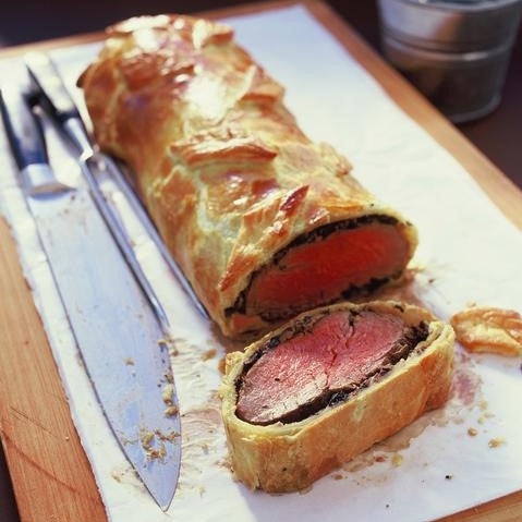 Beef Wellington with Red Wine and Balsamic Sauce