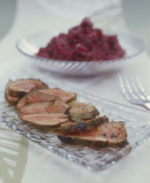 Roasted Chermoula Lamb with Beetroot and Bulgur Wheat Salad