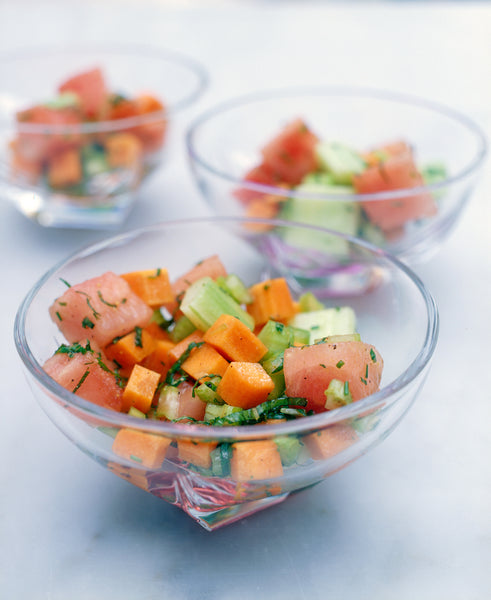 Crisp Vegetable Salad with Watermelon, Lime and Peppermint