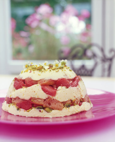 Diplomat Pudding with Strawberry Sauce