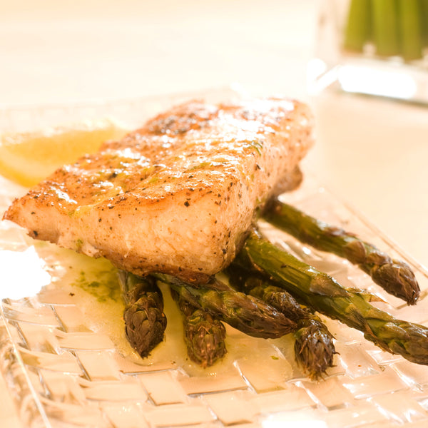 Groper with Lemon Herb Dressing and Oven Roasted Asparagus
