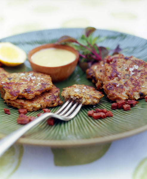 Tuatua Fritters with Aioli and Crispy Chorizo