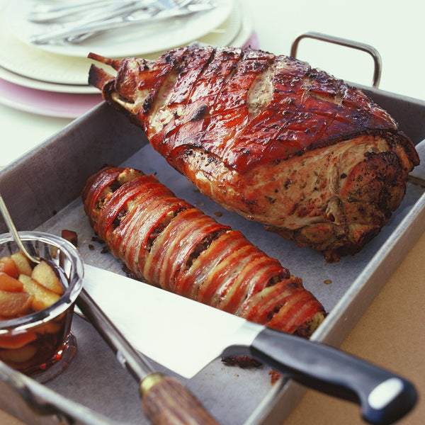 Rosemary and Fennel Seed Roast Leg of Pork with Apple Shallot Sauce