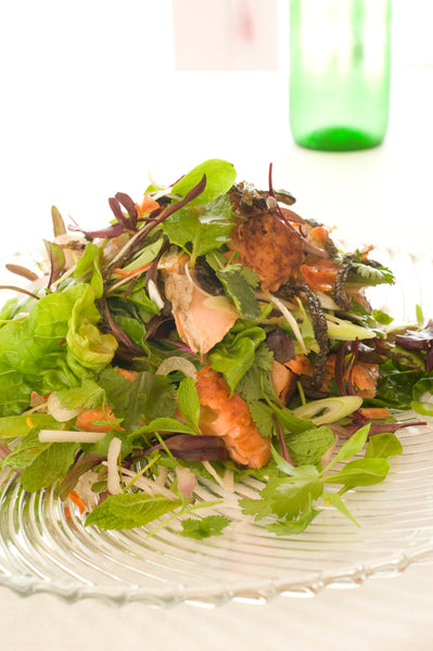 Soy Marinated Salmon and Herb Salad with Lime and Palm Sugar Dressing