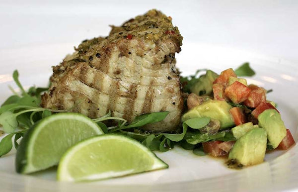 Grilled Tuna with Ginger Dressing and Guacamole