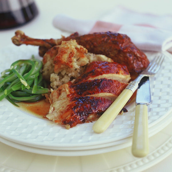 Roast Turkey Stuffed with Garlic Sourdough