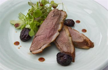 Home Smoked Duck with Roasted Mustard Cherries