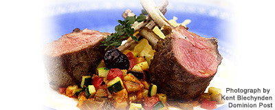 LAMB RACK AND PROVENCAL VEGETABLES WITH POTATO GARLIC PUREE