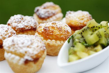 Little Coconut Tarts with Gold and Green Kiwifruit Salad