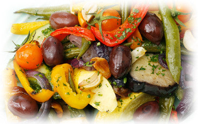 ROASTED VEGETABLE SALAD WITH OLIVES AND HERBS