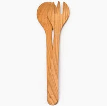 Dishy Cherry Wood Salad Servers 35cm